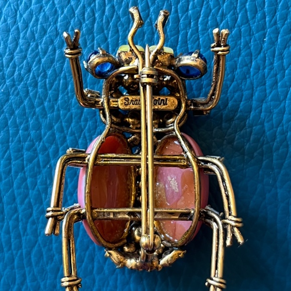 Vintage IRADJ MOINI Large Beetle Insect Bug Brooch Pin Costume Jewelry - Picture 6 of 11